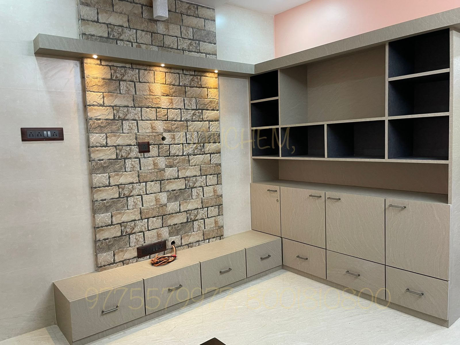 TV unit and decorative wall panelling