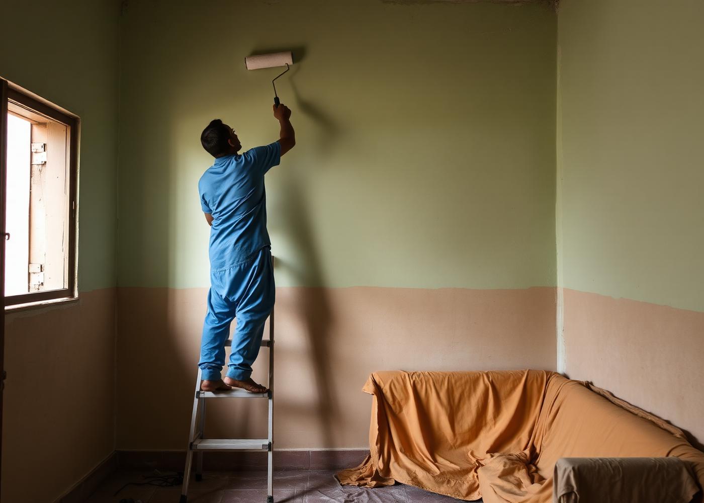 Interior painting during a house renovation